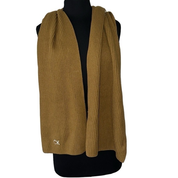 Calvin Klein Accessories - Calvin Klein Mustard Yellow/Gold Ribbed Scarf CK Initial